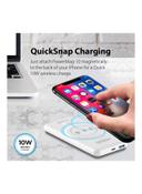 promate 10000 mAh Promate Magnetic Wireless Power Bank for iPhone 12, Magnetic 10W Qi Wireless Mag-Safe Battery Pack with 20W USB-C Power Delivery 2-way Charging Port and QC 3.0 Fast Charging Port for iPhone 12, Samsung, iPad Pro, PowerMag-10 White - SW1hZ2U6NTExNjkx