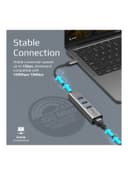 promate Multiport USB-C To 1000Mbps RJ45 Network Adapter And Ultra-Fast 3 USB Ports With 5 Gbps Data Transfer Speed Hub For Apple MacBook Pro/Air/iMac/iPad Pro/Surface/XPS/GigaHub-C Black