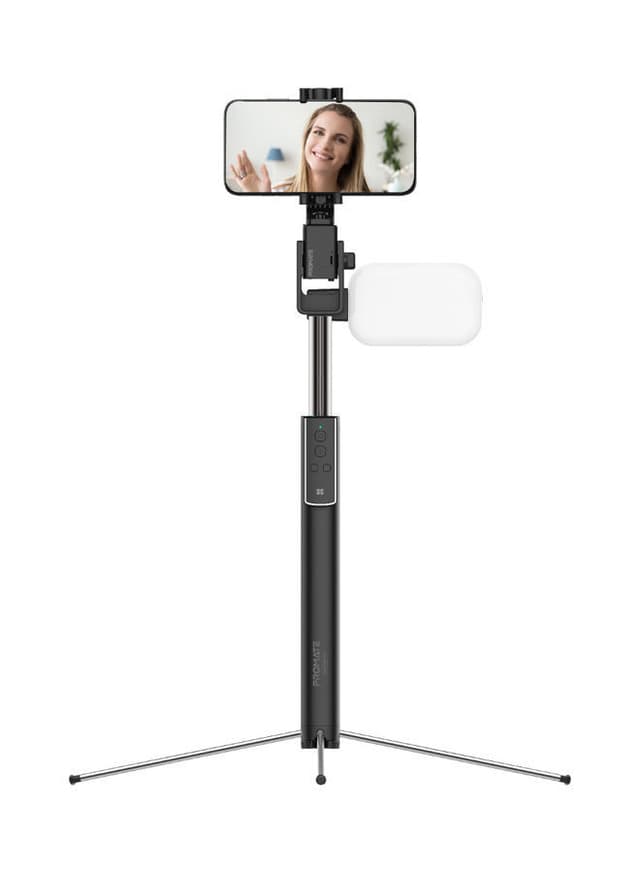 ترايبود للجوال ثلاثي أسود بروميت Promate Black Selfie Stick With Tripod Black