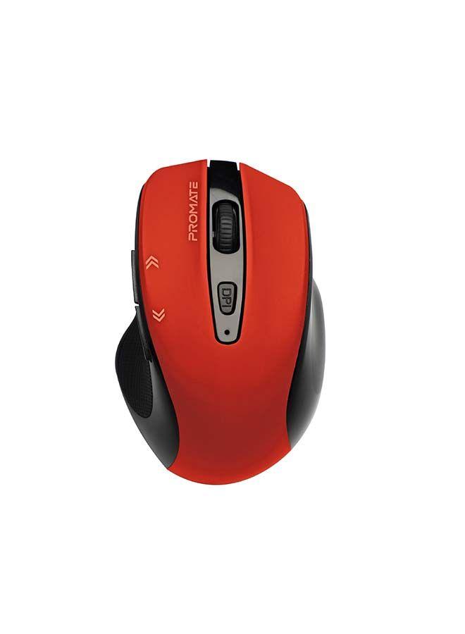 ماوس لاسلكية أحمر Portable 2.4Ghz Precision Tracking EZGrip Ergonomic Mouse - Promate