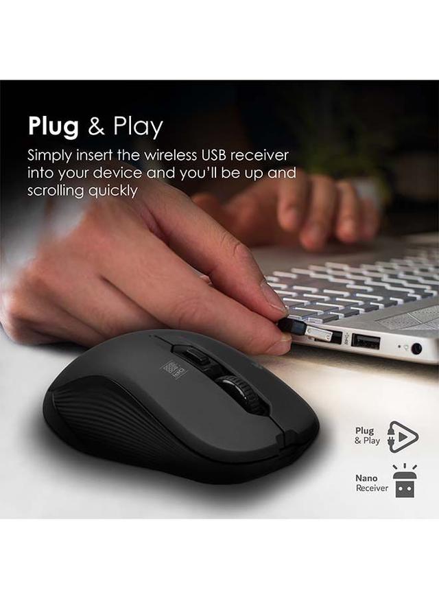 promate 2.4G Portable Optical Tracking Mouse with Mini USB Receiver, 800/1200/1600 DPI Switch, 10m Working Range and 6 Programmable Buttons Black - SW1hZ2U6NTEzNDY3