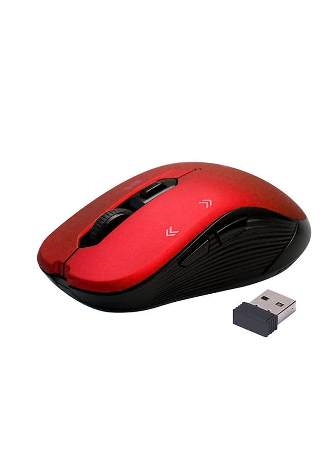 promate 2.4G Portable Optical Tracking Mouse with Mini USB Receiver, 800/1200/1600 DPI Switch, 10m Working Range and 6 Programmable Buttons Red