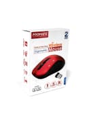 promate 2.4G Portable Optical Tracking Mouse with Mini USB Receiver, 800/1200/1600 DPI Switch, 10m Working Range and 6 Programmable Buttons Red - 201222