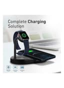 شاحن لاسلكي مكتبي سريع 3 في 1 لهواتف آبل أسود | promate Ultra-Fast 15W Qi-certified Desk Charging Dock