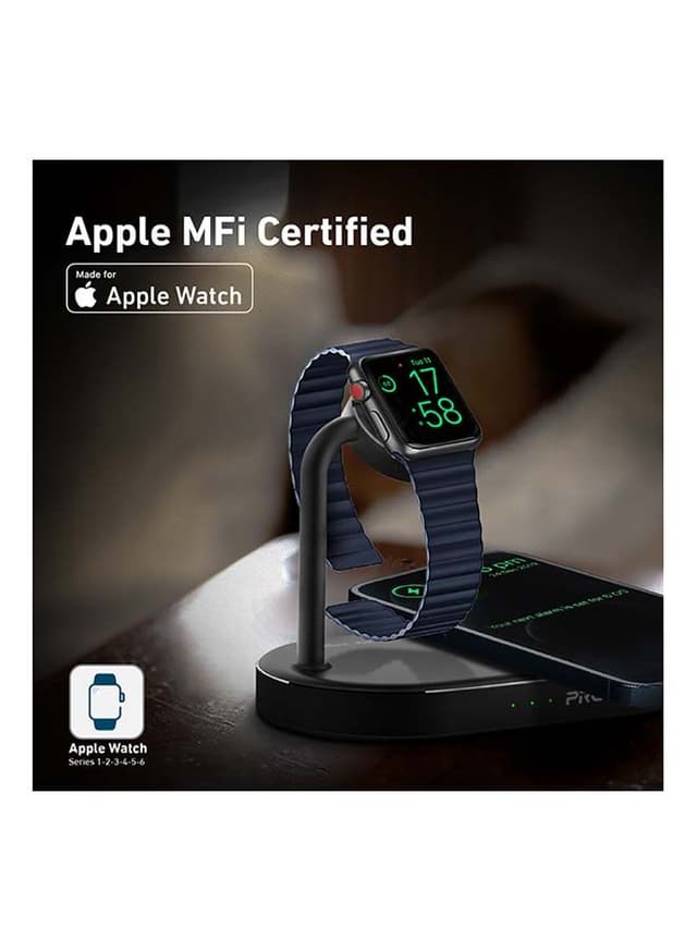 شاحن لاسلكي مكتبي سريع 3 في 1 لهواتف آبل أسود | promate Ultra-Fast 15W Qi-certified Desk Charging Dock