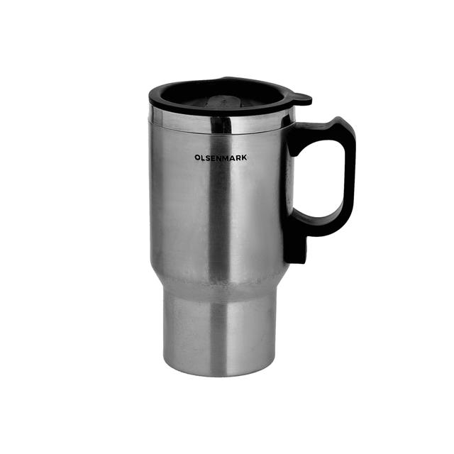 Olsenmark Car Electric Travel Mug, 0.5L Capacity, OMCK2482 - High Quality Stainless Steel, Anti -Slip Sponge Design, Food Grade PP Material, Durable Cigarette Lighter Cable - SW1hZ2U6NDQ5MzI4