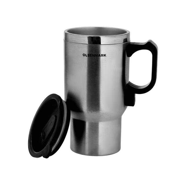 Olsenmark Car Electric Travel Mug, 0.5L Capacity, OMCK2482 - High Quality Stainless Steel, Anti -Slip Sponge Design, Food Grade PP Material, Durable Cigarette Lighter Cable - SW1hZ2U6NDQ5MzQw