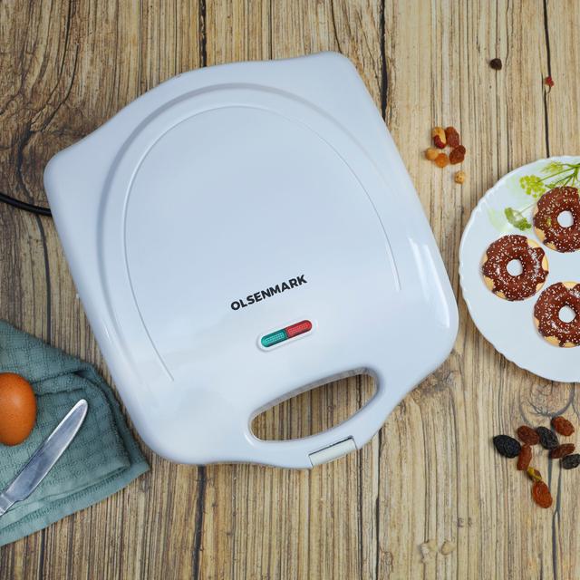 Olsenmark Donut Maker, Non-Stick Coating Plate, OMDM2489 | Cool Touch Handle | Automatic Temperature Control | Power Light Indicator | Lock System | Upright Storage - SW1hZ2U6NDUwNTMx