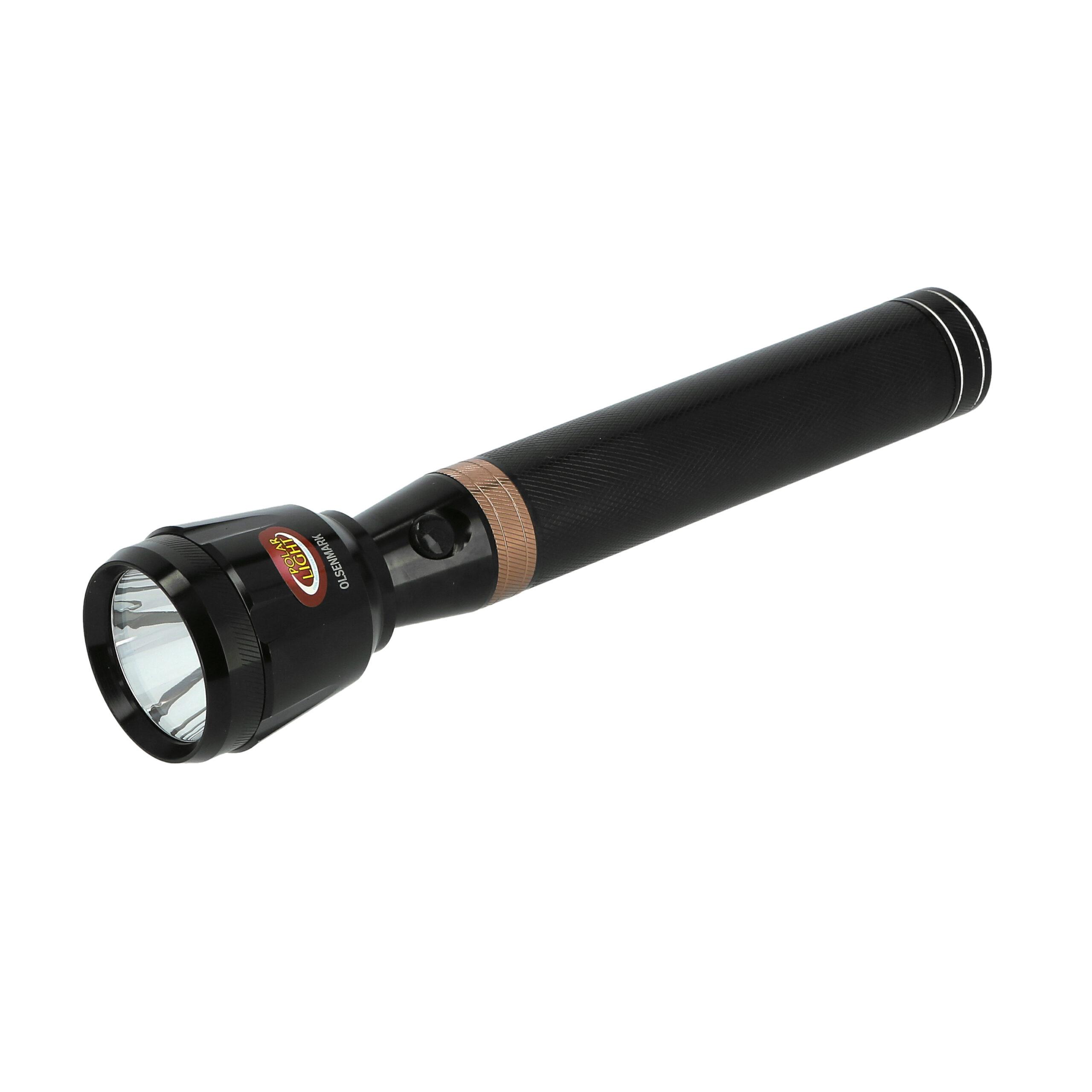 Olsenmark Rechargeable Led Flashlight, 285 Mm - High Quality Battery - Charged Up To 1000 Times