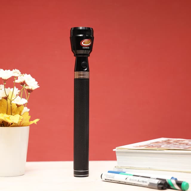 Olsenmark Rechargeable Led Flashlight, 288 Mm - Super Bright Cree- Led Torch Light - Built-In Battery