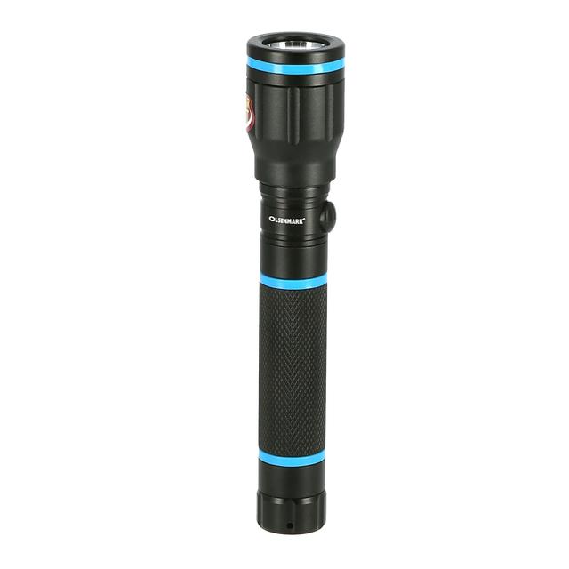 Olsenmark Rechargeable Led Water Proof Flashlight, 152 Mm - 1000M Distance - Waterproof Hyper Bright