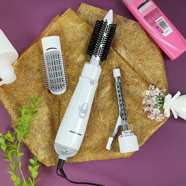 مجموعة تصفيف الشعر 4في1 750W لون أبيض 4In1 Hot Air Styler, Brush, Volumizer, Curler - Hot Air Brush