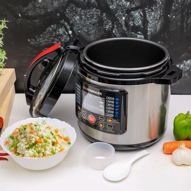 قدر ضغط كهربائي 6 لتر 12 برنامج اولزنمارك Olsenmark Electric Digital Pressure Cooker, 1000W - 191699