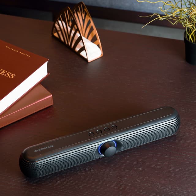 Olsenmark Wireless Speaker, 2.0Ch Bluetooth Speaker, OMMS1288 | Bluetooth/ FM/ USB/ TF Card/ AUX Input/ TWS | 2x6W Speaker | Mini Sound Bar for PC/ Home Theater