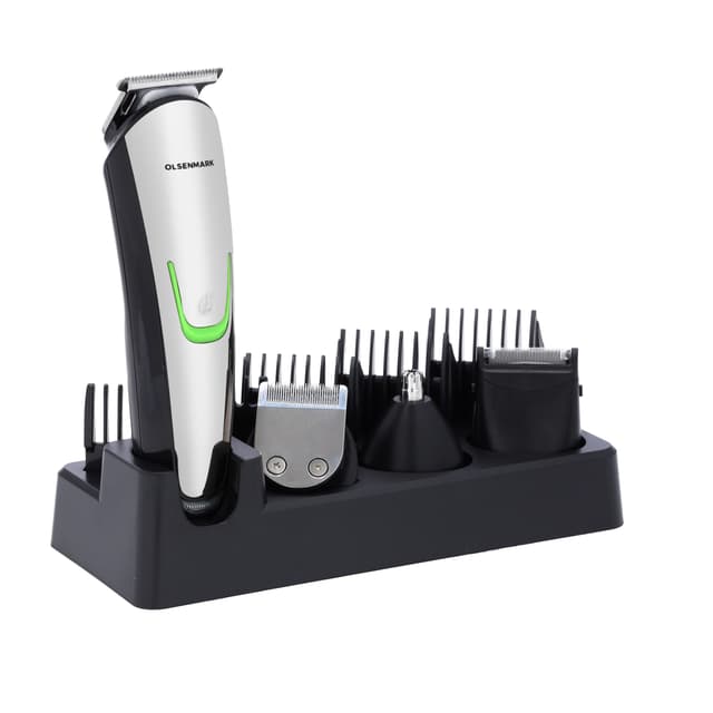 Olsenmark 9-in-1 Grooming Kit, USB Rechargeable, OMTR4087 | Li-Ion 600mAh X 1 Battery | Stainless Steel Blades | Cordless Use | Hair, Bread, Nose, Micro Shaver - SW1hZ2U6NDM4NjE1