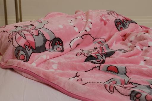 PARRY LIFE 2 Ply Super Soft Flannel Light Pink Teddy Baby Blanket
