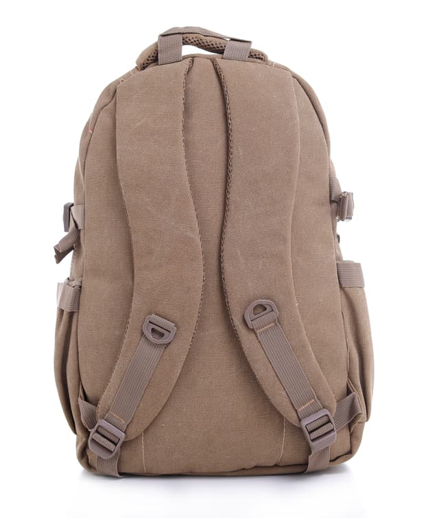 شنطة ظهر قياس 18 بوصة لون كاكي من بارا جون PARA JOHN Canvas Leather Backpack
