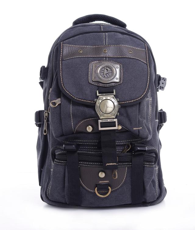 شنطة ظهر متعددة الإستخدامات قياس 18 إنش لون كحلي 18’’ Canvas Leather Backpack Travel Backpack Casual Daypack College Campus - PARA JOHN - SW1hZ2U6NDM4OTUy