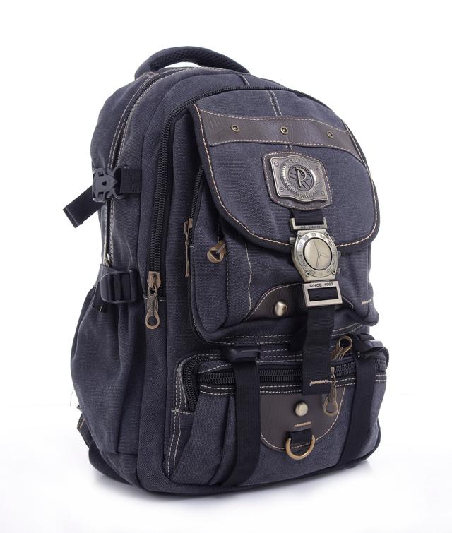 PARA JOHN 20'' Canvas Leather Backpack - Travel Backpack/Rucksack - Casual Daypack College Campus - SW1hZ2U6NDM5MDQ3