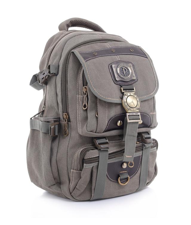 شنطة ظهر متعددة الإستخدامات قياس 20 إنش لون رمادي 20’’ Canvas Leather Backpack Travel Backpack Casual Daypack College Campus - PARA JOHN - SW1hZ2U6NDM5MDcx