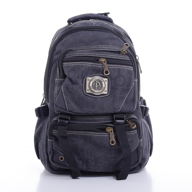 شنطة ظهر متعددة الإستخدامات قياس 20 إنش لون كحلي 20'' Canvas Leather Backpack Travel Backpack/Rucksack - Casual Daypack College Campus - PARA JOHN - SW1hZ2U6NDM4OTA2