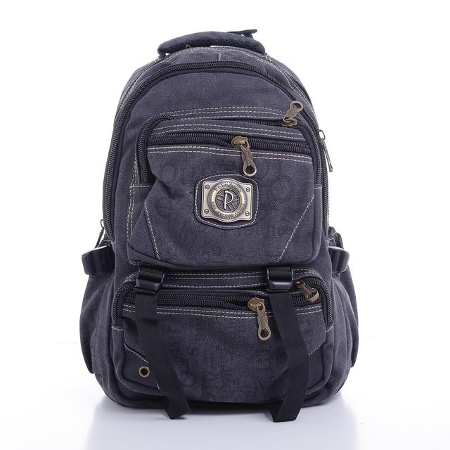 شنطة ظهر متعددة الإستخدامات قياس 18 إنش لون كحلي 18'' Canvas Leather Backpack Travel Backpack/Rucksack - Casual Daypack College Campus - PARA JOHN - SW1hZ2U6NDM4ODcz