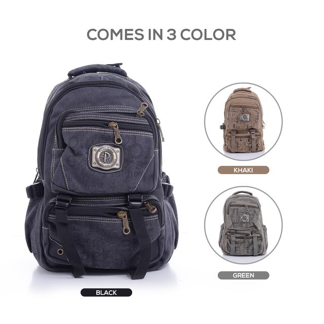 شنطة ظهر متعددة الإستخدامات قياس 20 إنش لون كحلي 20'' Canvas Leather Backpack Travel Backpack/Rucksack - Casual Daypack College Campus - PARA JOHN - SW1hZ2U6NDM4OTE0