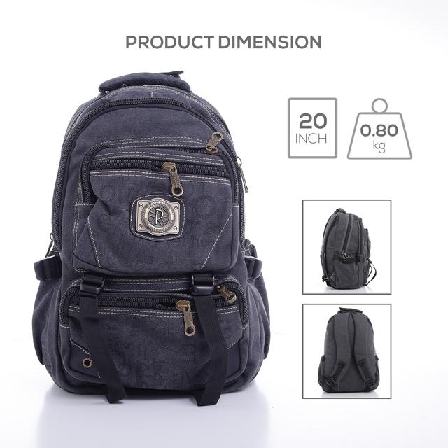 شنطة ظهر متعددة الإستخدامات قياس 20 إنش لون كحلي 20'' Canvas Leather Backpack Travel Backpack/Rucksack - Casual Daypack College Campus - PARA JOHN - SW1hZ2U6NDM4OTEw