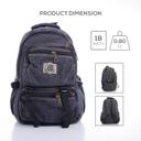 شنطة ظهر متعددة الإستخدامات قياس 18 إنش لون كحلي 18'' Canvas Leather Backpack Travel Backpack/Rucksack - Casual Daypack College Campus - PARA JOHN - SW1hZ2U6NDM4ODc3