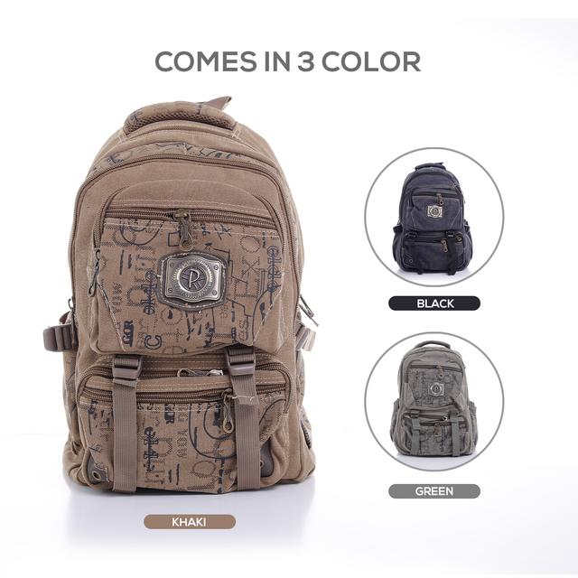 شنطة ظهر متعددة الإستخدامات قياس 18 إنش لون بيج 18'' Canvas Leather Backpack - Travel Backpack/Rucksack - Casual Daypack College Campus - PARA JOHN - SW1hZ2U6NDM4OTAz