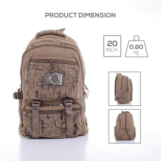 شنطة ظهر متعددة الإستخدامات قياس 20 إنش لون بيج 20'' Canvas Leather Backpack - Travel Backpack/Rucksack - Casual Daypack College Campus - PARA JOHN - SW1hZ2U6NDM4OTMw