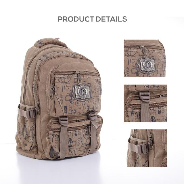 شنطة ظهر متعددة الإستخدامات قياس 20 إنش لون بيج 20'' Canvas Leather Backpack - Travel Backpack/Rucksack - Casual Daypack College Campus - PARA JOHN - SW1hZ2U6NDM4OTMy