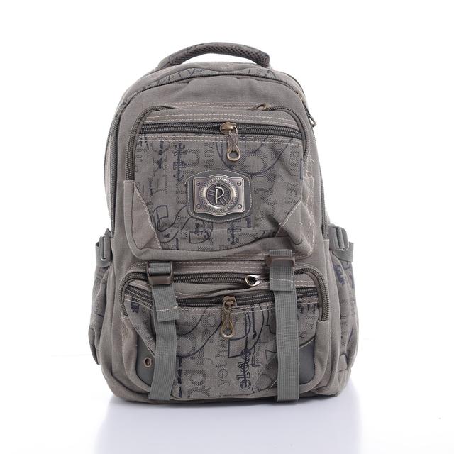 شنطة ظهر متعددة الإستخدامات قياس 18 إنش لون رمادي 18'' Canvas Leather Backpack - Travel Backpack/Rucksack - Casual Daypack College Campus - PARA JOHN - SW1hZ2U6NDM4ODg0