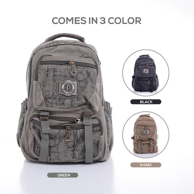 شنطة ظهر متعددة الإستخدامات قياس 18 إنش لون رمادي 18'' Canvas Leather Backpack - Travel Backpack/Rucksack - Casual Daypack College Campus - PARA JOHN - SW1hZ2U6NDM4ODky