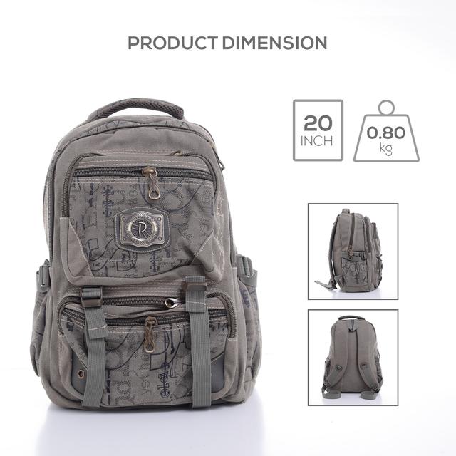 PARA JOHN 20'' Canvas Leather Backpack - Travel Backpack/Rucksack - Casual Daypack College Campus - SW1hZ2U6NDM4OTE5