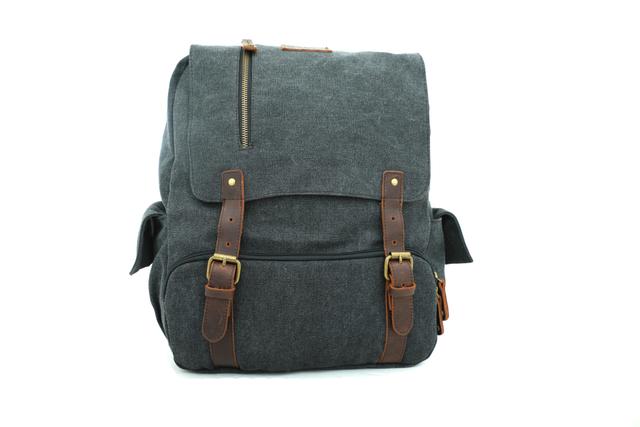 Canvy Leather Canvas Backpack - Vintage Rucksack 16oZ" Laptop Bag - Unisex Laptop Bag - Campus Book-Bag Multipurpose Business Vintage Travel Backpack - School Bag, Casual Rucksack - SW1hZ2U6NDM5Mzg4