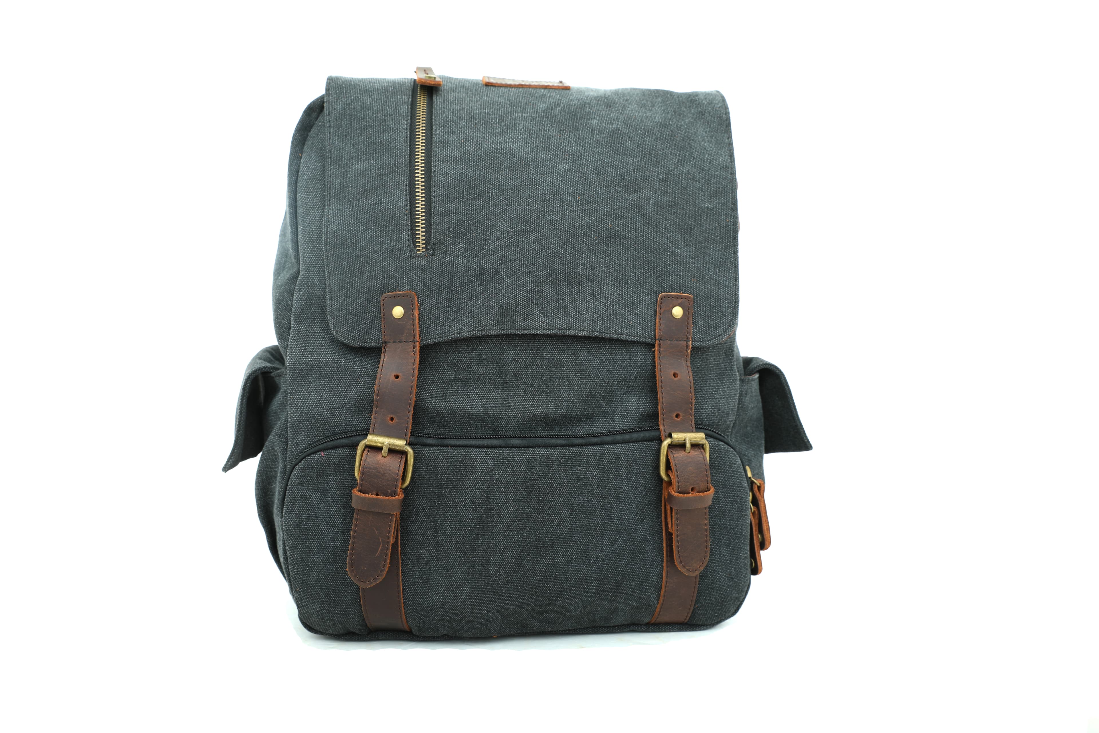 Canvy Leather Canvas Backpack - Vintage Rucksack 16oZ" Laptop Bag - Unisex Laptop Bag - Campus Book-Bag Multipurpose Business Vintage Travel Backpack - School Bag, Casual Rucksack