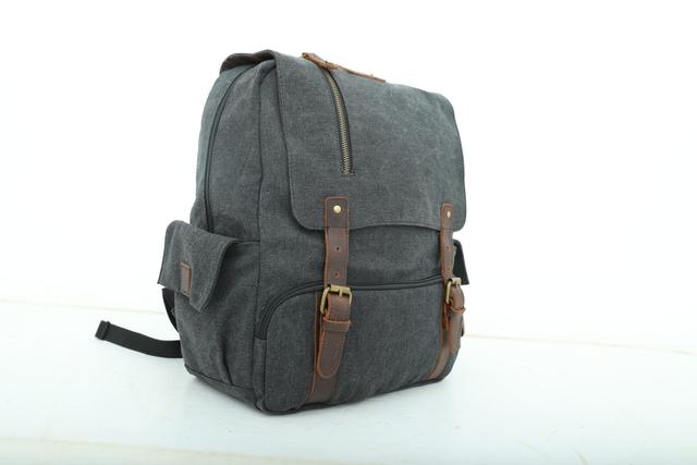 Canvy Leather Canvas Backpack - Vintage Rucksack 16oZ" Laptop Bag - Unisex Laptop Bag - Campus Book-Bag Multipurpose Business Vintage Travel Backpack - School Bag, Casual Rucksack - SW1hZ2U6NDM5Mzkw