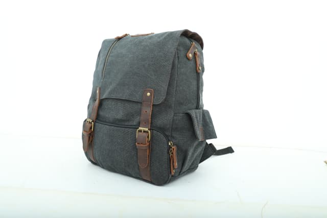 Canvy Leather Canvas Backpack - Vintage Rucksack 16oZ" Laptop Bag - Unisex Laptop Bag - Campus Book-Bag Multipurpose Business Vintage Travel Backpack - School Bag, Casual Rucksack