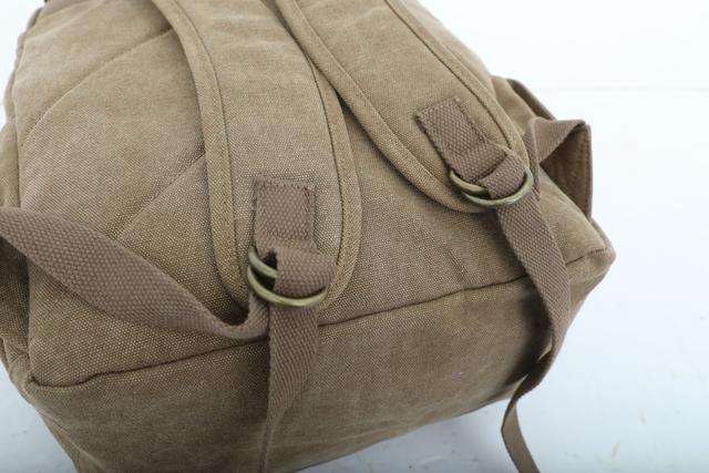 شنطة ظهر جلد لون بيج قياس 15 بوصة Leather Canvas Backpack - Canvy - SW1hZ2U6NDM5NDI3