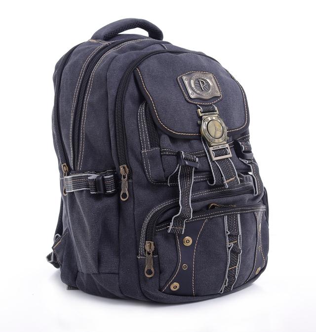 PARA JOHN 20'' Canvas Leather Backpack - Travel Backpack/Rucksack - Casual Daypack College Campus - SW1hZ2U6NDM5MTA0