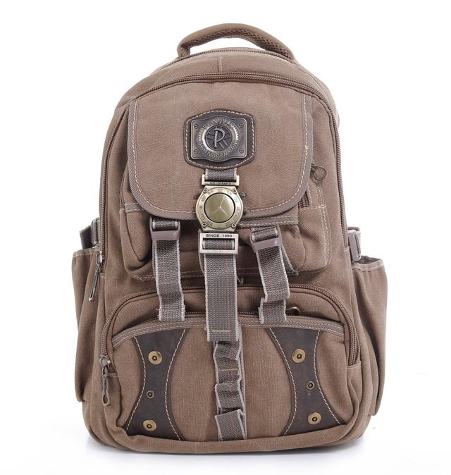 شنطة ظهر متعددة الإستخدامات قياس 18 إنش لون رمادي 18’’ Canvas Leather Backpack Travel Backpack Casual Daypack College Campus - PARA JOHN - SW1hZ2U6NDM5MDIz