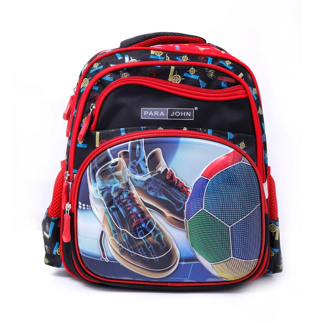 شنطة ظهر مدرسية قياس 18 بوصة لون أسود و أحمر PARA JOHN Backpack For School - SW1hZ2U6NDUzMTA3