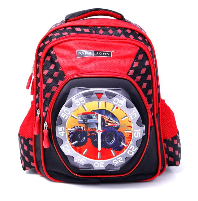 شنطة ظهر مدرسية قياس 18 بوصة لون أسود و أحمر PARA JOHN Backpack For School - SW1hZ2U6NDUzMTY4