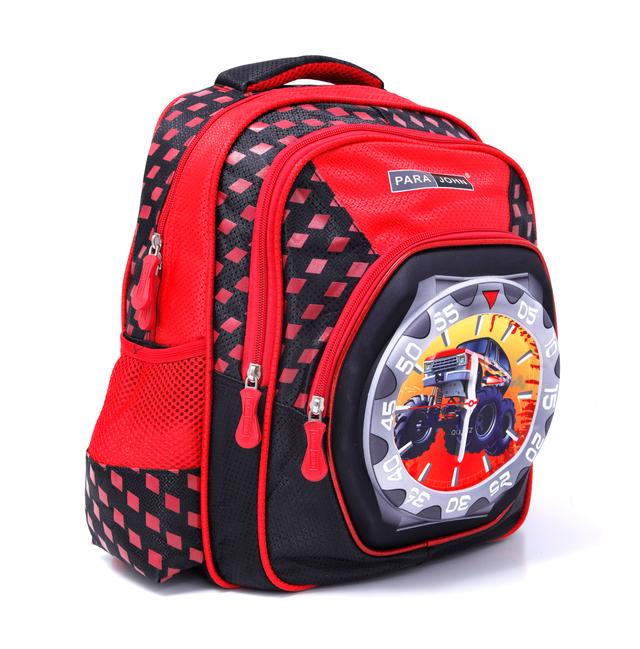 شنطة ظهر مدرسية قياس 18 بوصة لون أسود و أحمر PARA JOHN Backpack For School - SW1hZ2U6NDUzMTcw