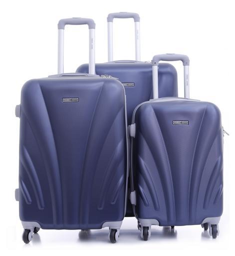 طقم حقائب سفر 3 حقائب مادة ABS بعجلات دوارة (20 ، 24 ، 28) بوصة أزرق غامق PARA JOHN - Palma 3 Pcs Trolley Luggage Set, Dark Blue - SW1hZ2U6NDM3NDQ0