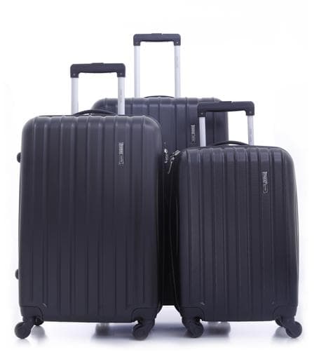 طقم حقائب سفر 3 حقائب مادة ABS بعجلات دوارة (20 ، 24 ، 28) بوصة أسود PARA JOHN - Pabloz 3 Pcs Trolley Luggage Set, Black