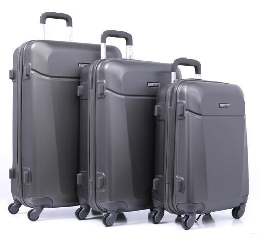 طقم حقائب سفر 3 حقائب مادة ABS بعجلات دوارة (20 ، 24 ، 28) بوصة رمادي غامق PARA JOHN - Hardside 3 Pcs Trolley Luggage Set, Dark Grey