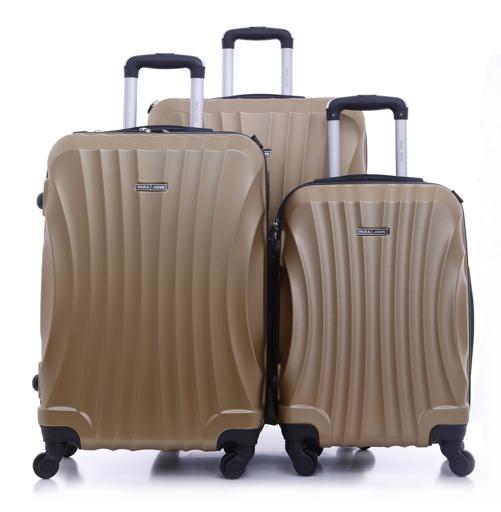طقم حقائب سفر 3 حقائب مادة ABS بعجلات دوارة (20 ، 24 ، 28) بوصة ذهبي PARA JOHN - Abs Hard Trolley Luggage Set, Golden - SW1hZ2U6NDM3MzY3