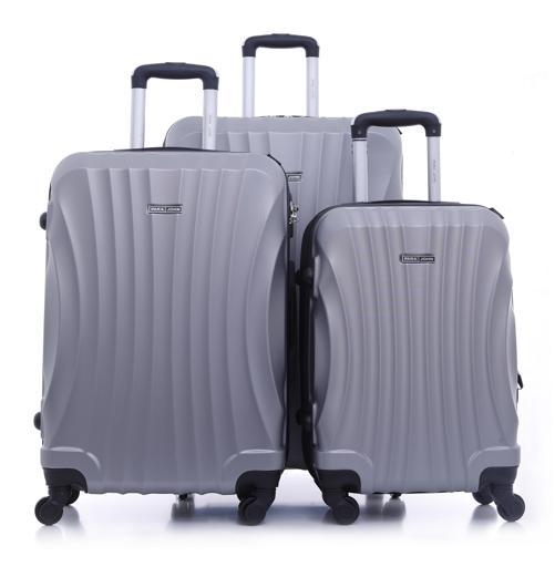 طقم حقائب سفر 3 حقائب مادة ABS بعجلات دوارة (20 ، 24 ، 28) بوصة فضي رمادي PARA JOHN - Abs Hard Trolley Luggage Set, Silver Grey - SW1hZ2U6NDM3Mzk3